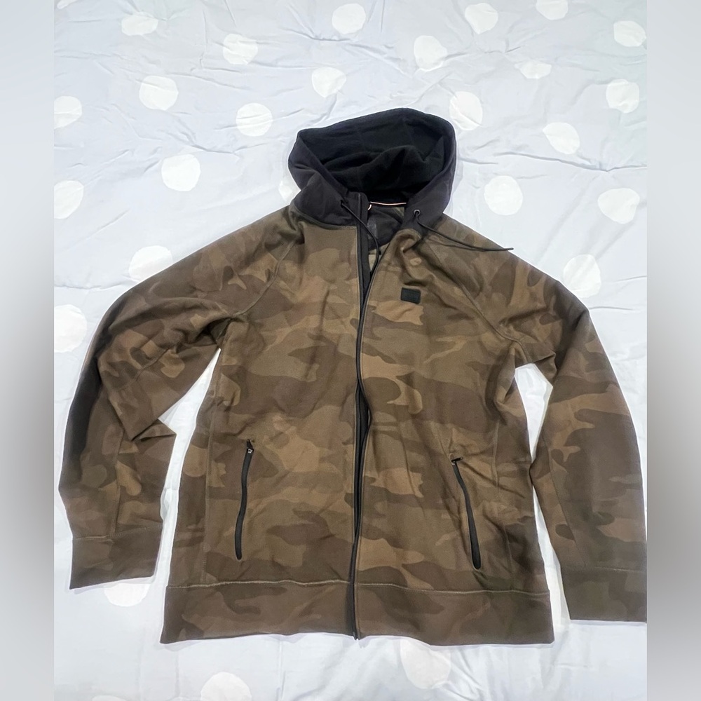 Abercrombie Fitch Green Camo Stretch Performance Hoodie Mens‎, Full Zip, XL